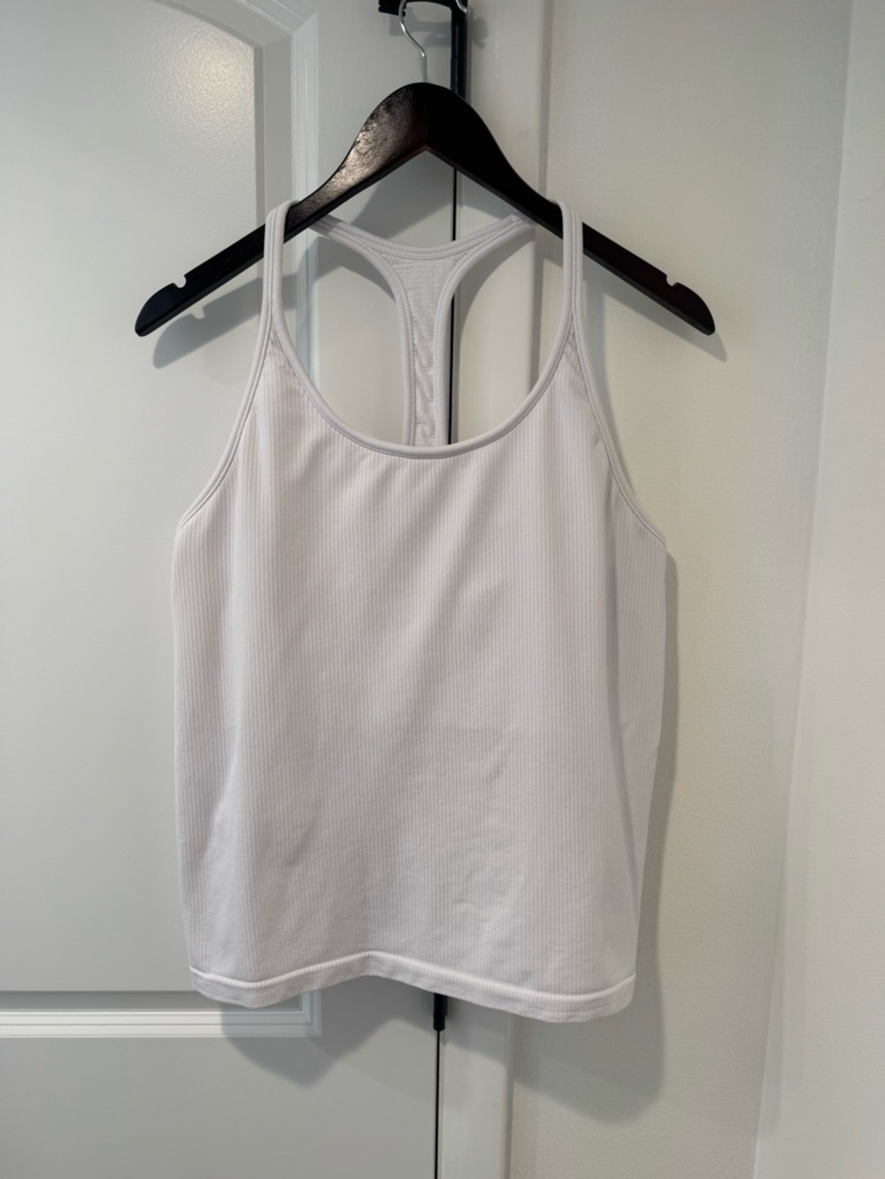 Athleta White Ribbed Racerback Tank